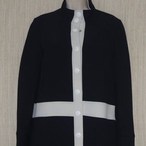 Lisa Perry Black Gray Piping Snap Silk Lined Women Coat Size:4
